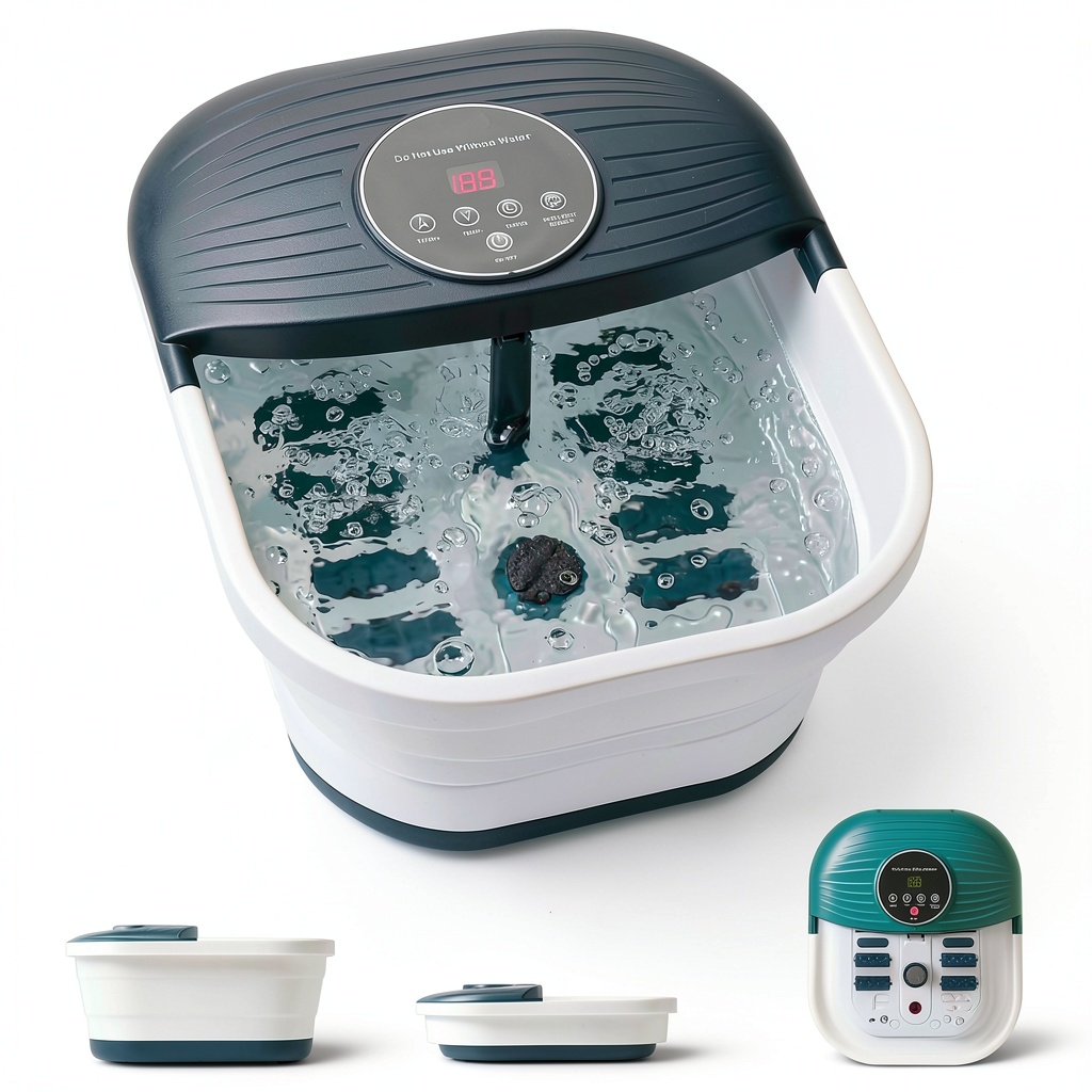 CURECURE foot spa being used on a living room floor