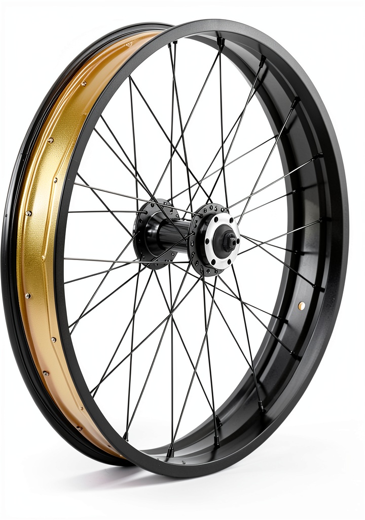 Installing YFGSFWTS Snow Bike Front Rim 26 Inch Black on a wooden desk