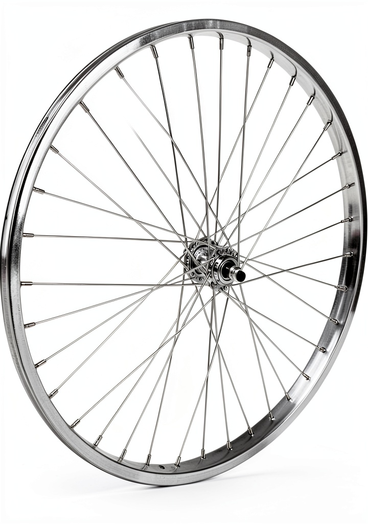 WheelMaster 26 inch steel front wheel mounted on a bike in an urban setting