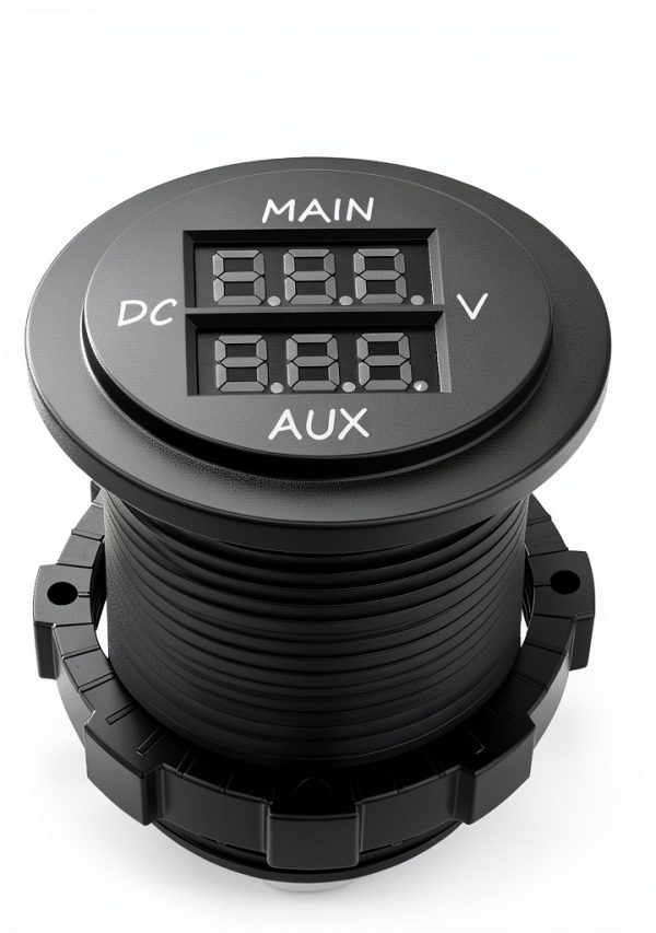 MICTUNING Double Voltmeter Blue Panel Mount 12-24V-4