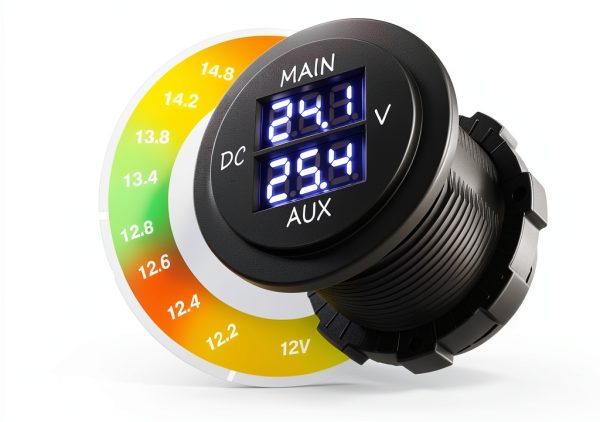 MICTUNING Double Voltmeter Blue Panel Mount 12-24V-2