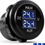 MICTUNING Double Voltmeter Blue Panel Mount 12-24V-0