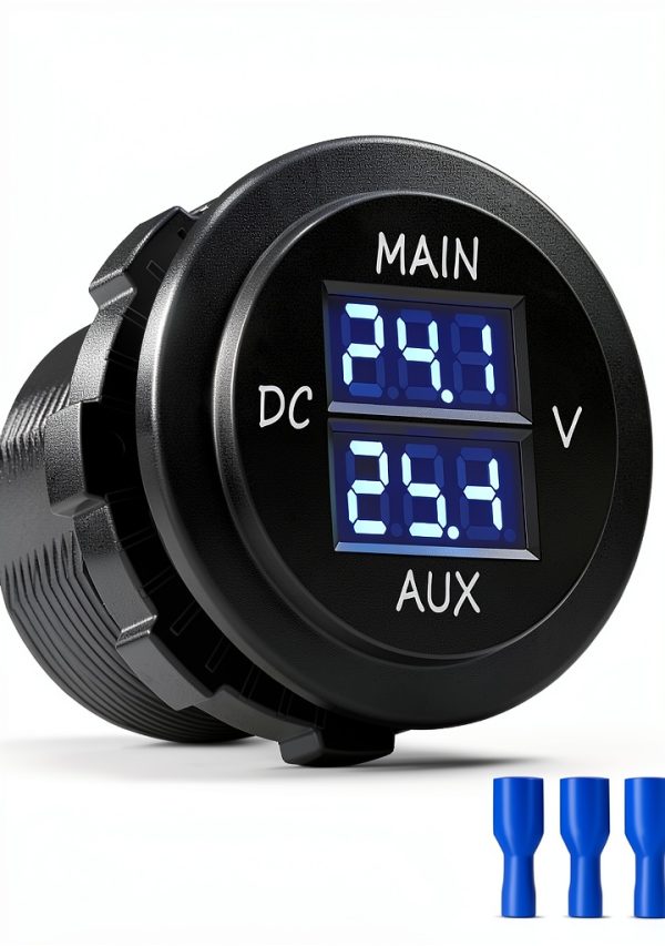 MICTUNING Double Voltmeter Blue Panel Mount 12-24V-0