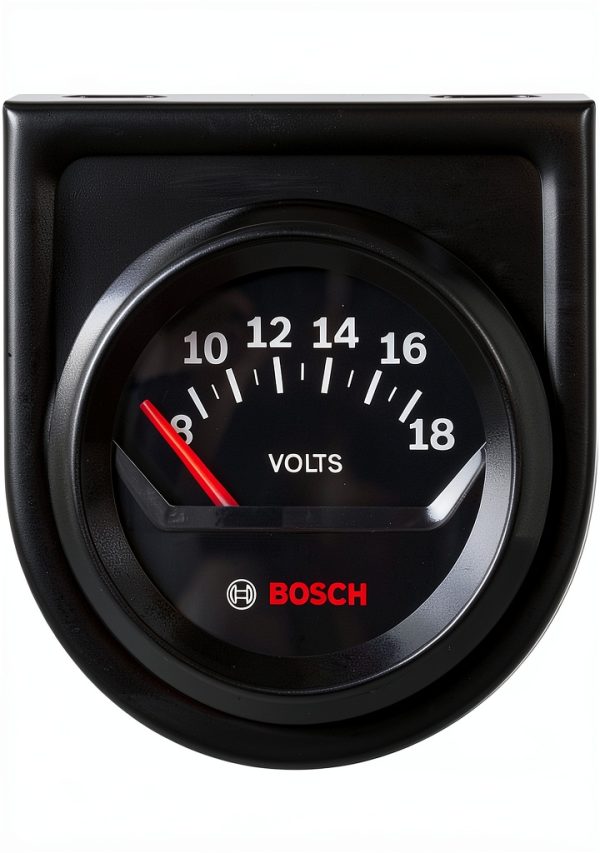 Bosch 2" Black Dial Voltmeter Gauge SP0F000051 Aluminum 8-18V 60°-0
